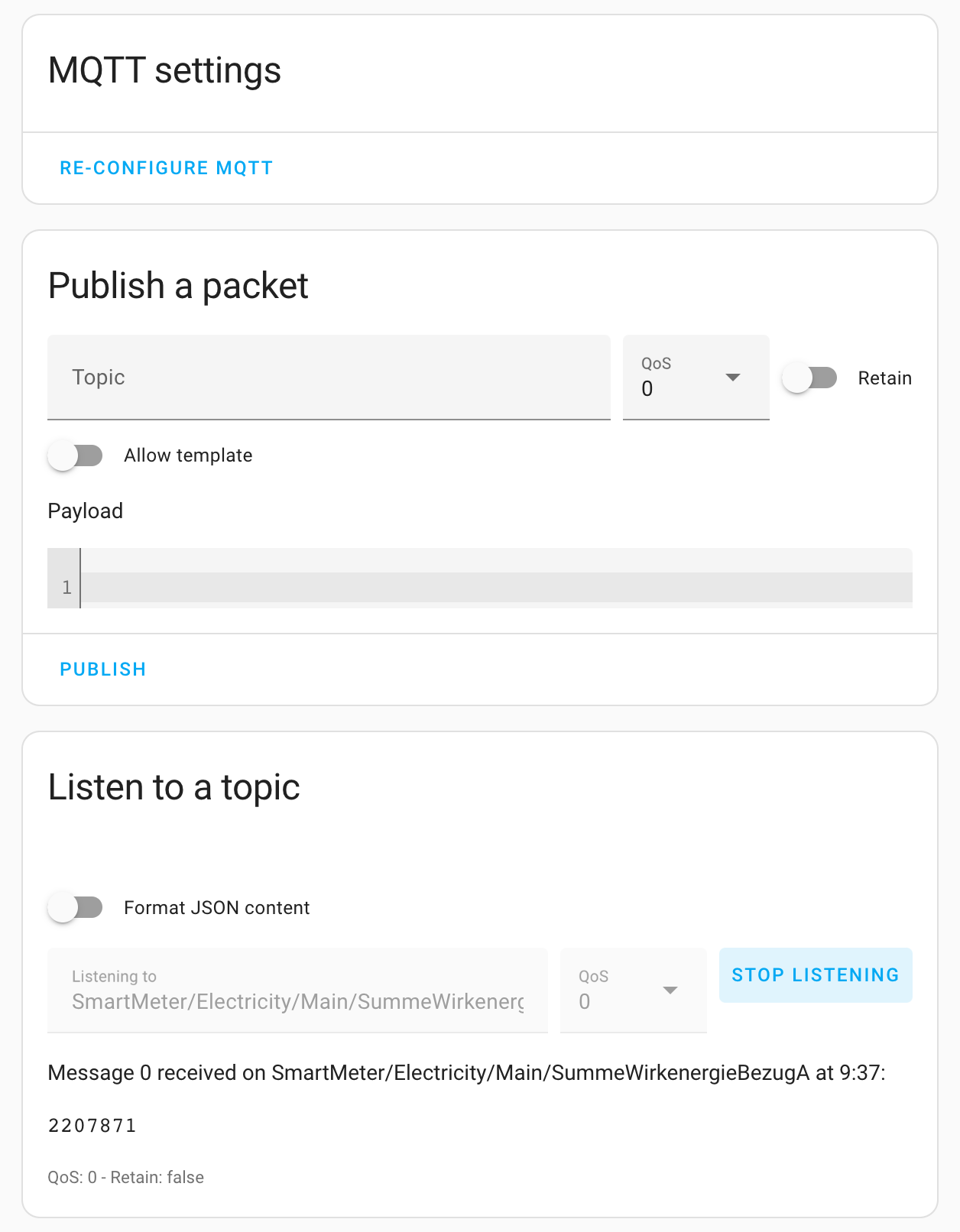 listening to MQTT topic